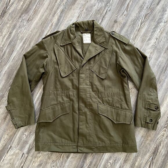 Vintage Belgian Army Field Jacket Seyntex KL 100% Cotton Olive Green L - Picture 1 of 6